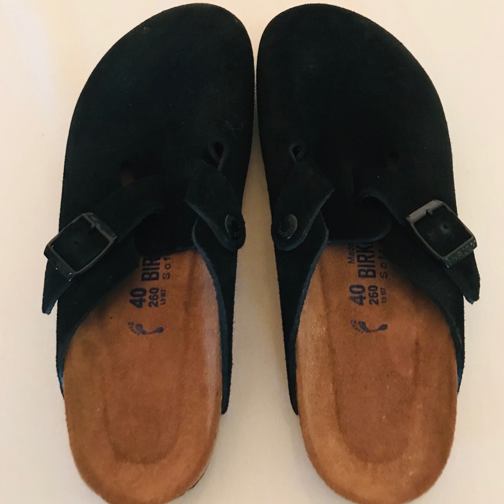 Birkenstock Black Suede Soft Foot Bed Size 40